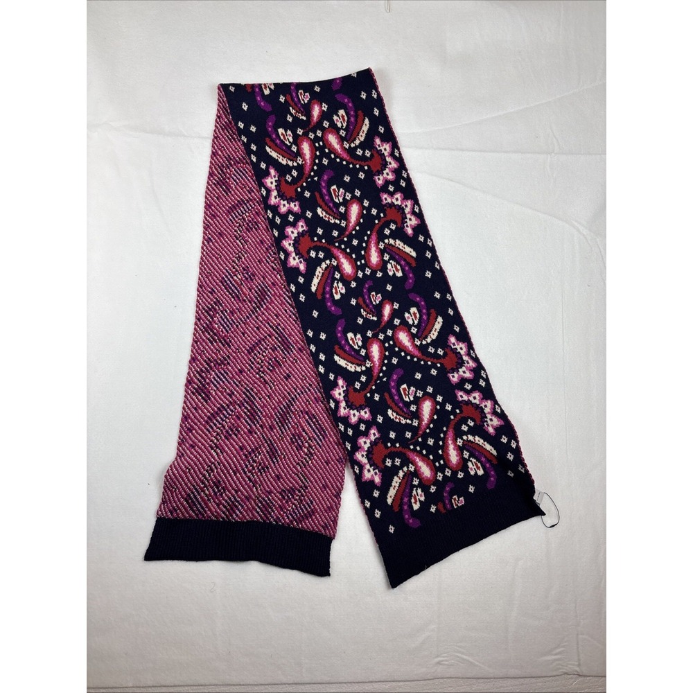 Vera Bradley Painted Paisley Cozy Knit Scarf Navy Red Purple Rectangle Scarf